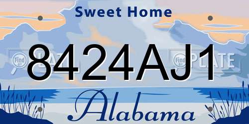 8424AJ1 Alabama License Plate