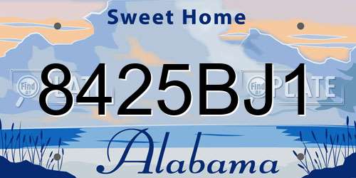8425BJ1 Alabama License Plate