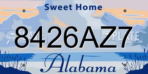 8426AZ7 Alabama License Plate