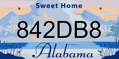 842DB8 Alabama License Plate
