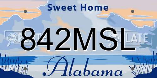 842MSL Alabama License Plate