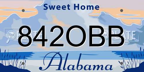 842OBB Alabama License Plate