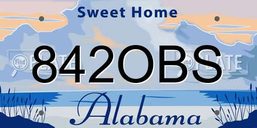 842OBS Alabama License Plate
