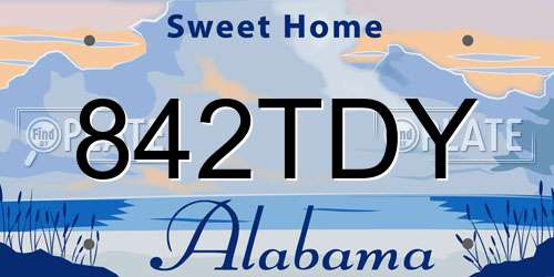 842TDY Alabama License Plate