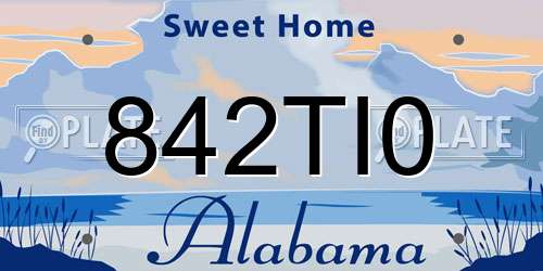 842TI0 Alabama License Plate