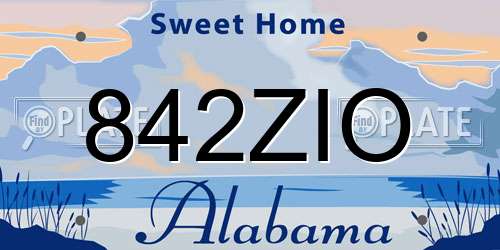 842ZIO Alabama License Plate