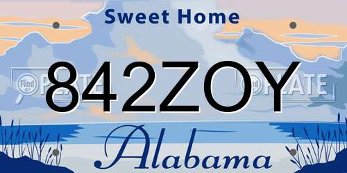 842ZOY Alabama License Plate
