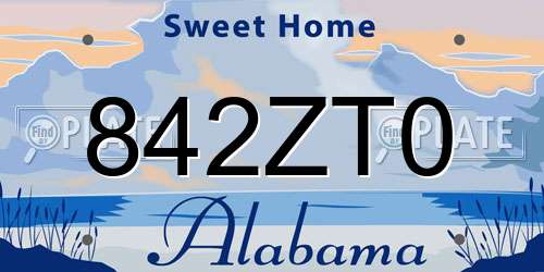 842ZT0 Alabama License Plate