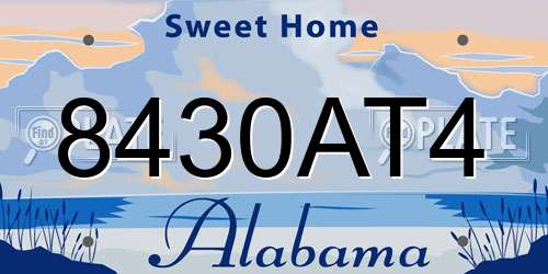 8430AT4 Alabama License Plate
