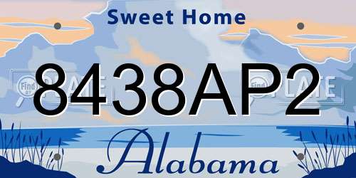 8438AP2 Alabama License Plate