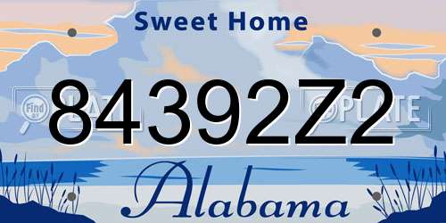 84392Z2 Alabama License Plate