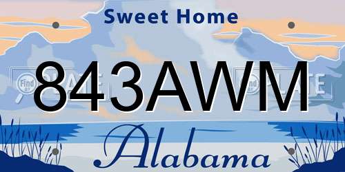 843AWM Alabama License Plate