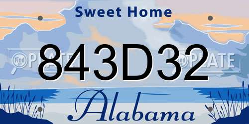 843D32 Alabama License Plate