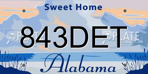 843DET Alabama License Plate