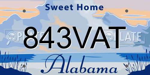 843VAT Alabama License Plate