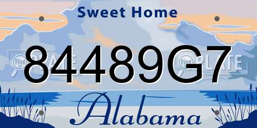84489G7 Alabama License Plate