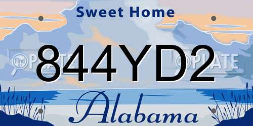 844YD2 Alabama License Plate