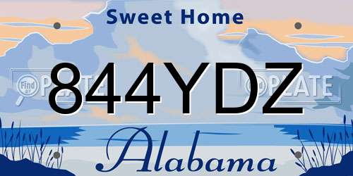 844YDZ Alabama License Plate