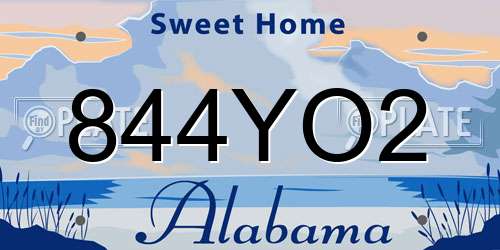 844YO2 Alabama License Plate