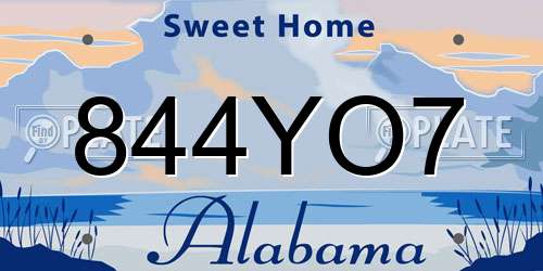 844YO7 Alabama License Plate