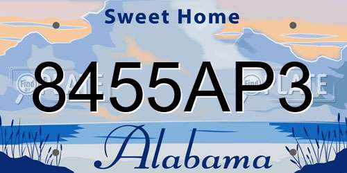 8455AP3 Alabama License Plate