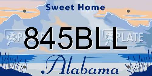 845BLL Alabama License Plate