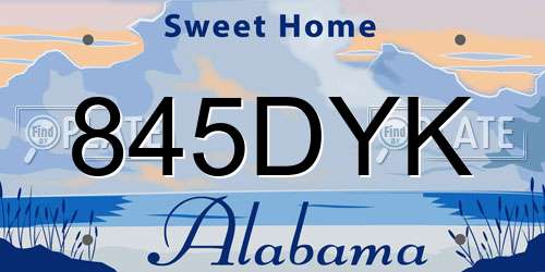 845DYK Alabama License Plate