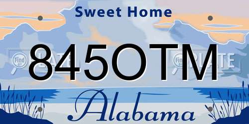 845OTM Alabama License Plate