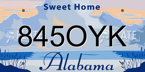 845OYK Alabama License Plate