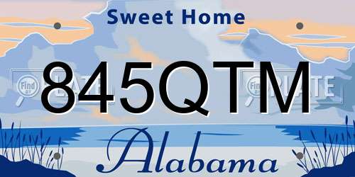 845QTM Alabama License Plate