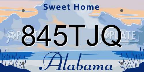 845TJQ Alabama License Plate