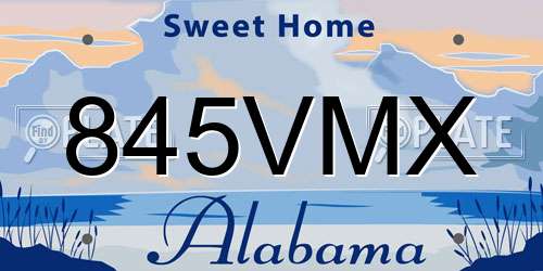 845VMX Alabama License Plate