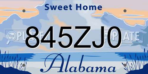 845ZJ0 Alabama License Plate