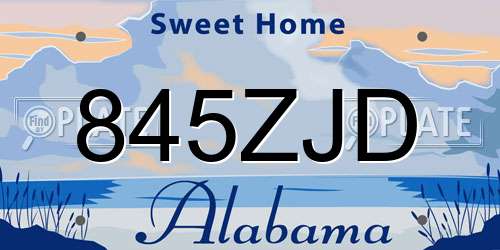845ZJD Alabama License Plate
