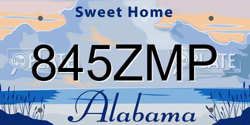 845ZMP Alabama License Plate