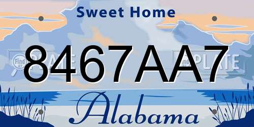 8467AA7 Alabama License Plate