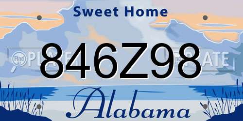 846Z98 Alabama License Plate