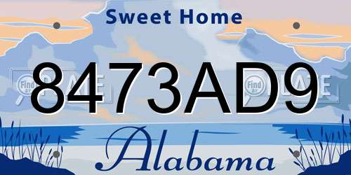 8473AD9 Alabama License Plate