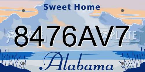 8476AV7 Alabama License Plate