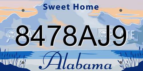 8478AJ9 Alabama License Plate