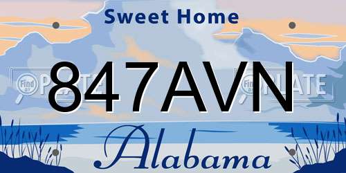 847AVN Alabama License Plate