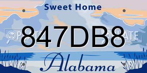 847DB8 Alabama License Plate