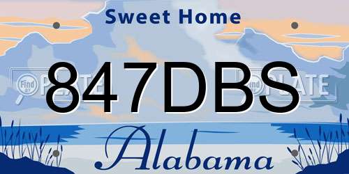 847DBS Alabama License Plate