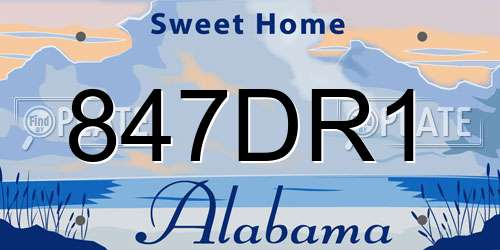 847DR1 Alabama License Plate