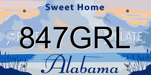 847GRL Alabama License Plate