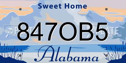 847OB5 Alabama License Plate