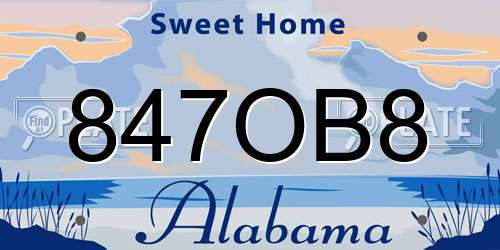 847OB8 Alabama License Plate