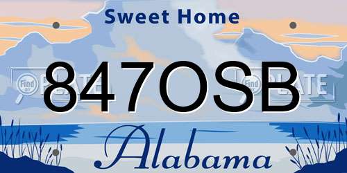 847OSB Alabama License Plate