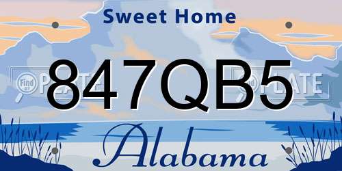 847QB5 Alabama License Plate