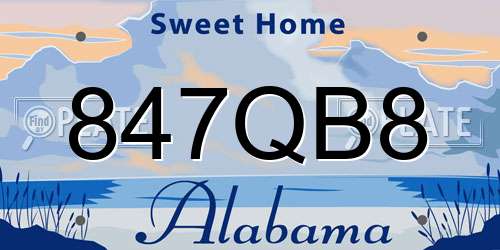 847QB8 Alabama License Plate